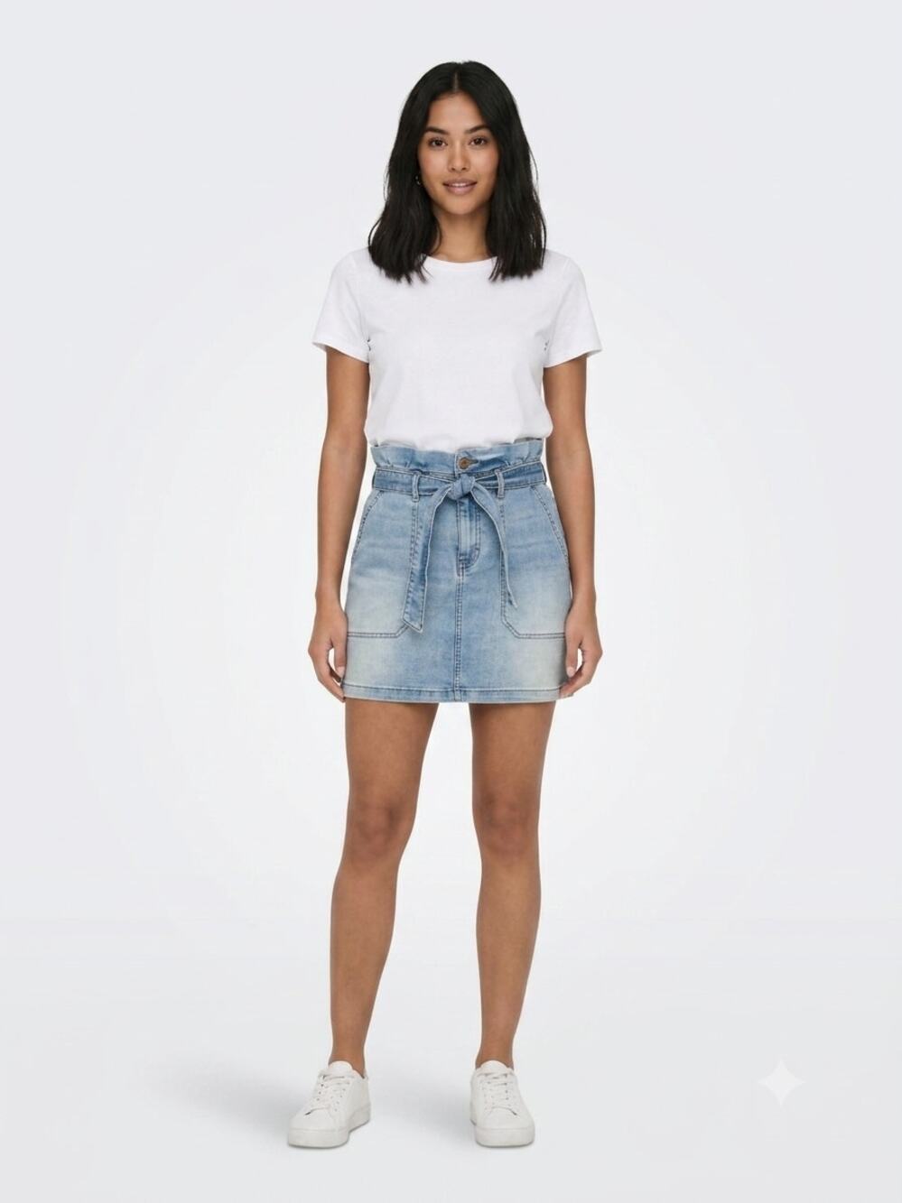 Free People Splendor In The Grass Skirt Womens 6 Blue Denim Ruffle Waistband
